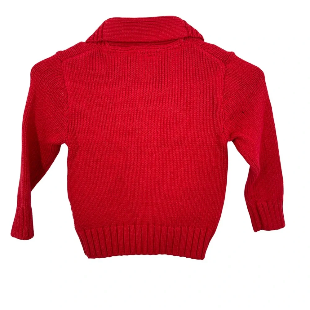 Baby Gap Toddler Boys Red Deer Cardigan Sweater Size 2 Years Holiday Fair Isle - Picture 9 of 9